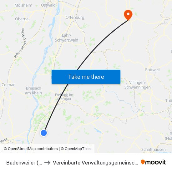 Badenweiler (Kernort) to Vereinbarte Verwaltungsgemeinschaft Freudenstadt map