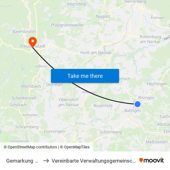 Gemarkung Engstlatt to Vereinbarte Verwaltungsgemeinschaft Freudenstadt map