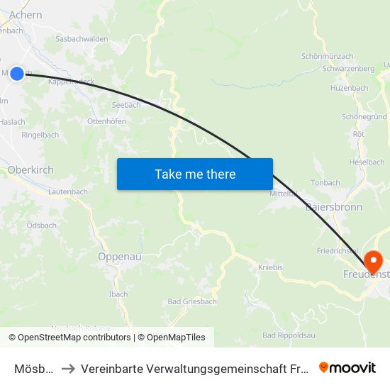 Mösbach to Vereinbarte Verwaltungsgemeinschaft Freudenstadt map