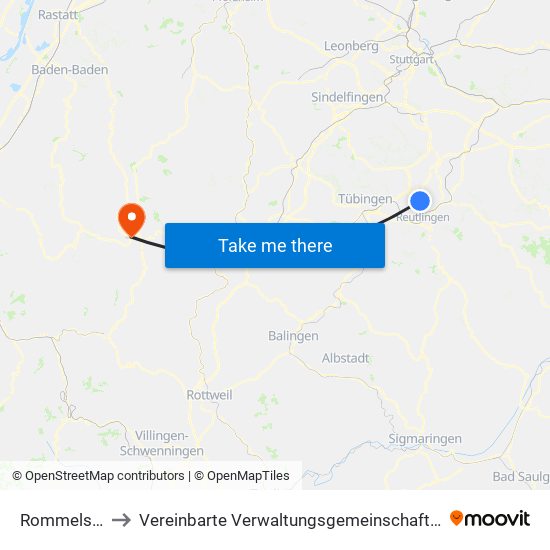 Rommelsbach to Vereinbarte Verwaltungsgemeinschaft Freudenstadt map