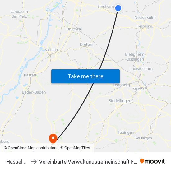 Hasselbach to Vereinbarte Verwaltungsgemeinschaft Freudenstadt map