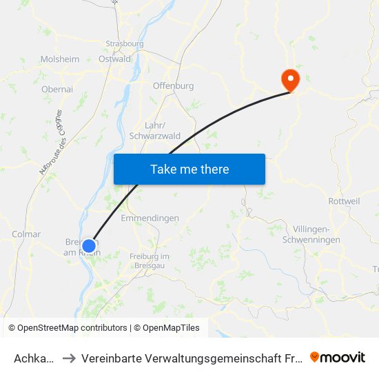 Achkarren to Vereinbarte Verwaltungsgemeinschaft Freudenstadt map