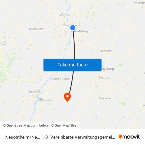 Neuostheim/Neuhermsheim to Vereinbarte Verwaltungsgemeinschaft Freudenstadt map