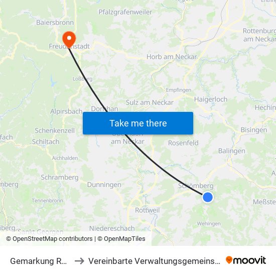 Gemarkung Ratshausen to Vereinbarte Verwaltungsgemeinschaft Freudenstadt map