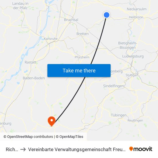 Richen to Vereinbarte Verwaltungsgemeinschaft Freudenstadt map