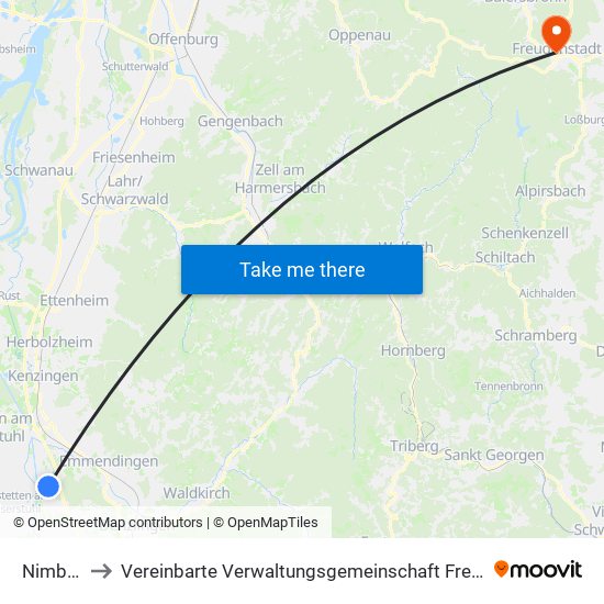 Nimburg to Vereinbarte Verwaltungsgemeinschaft Freudenstadt map