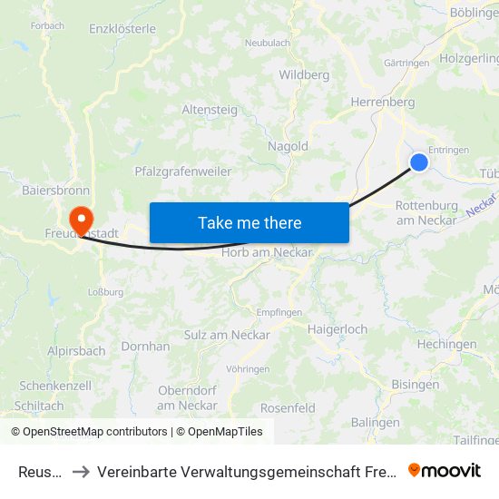 Reusten to Vereinbarte Verwaltungsgemeinschaft Freudenstadt map