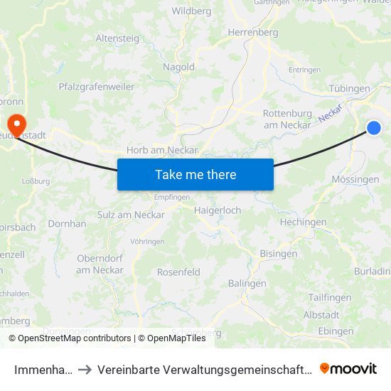 Immenhausen to Vereinbarte Verwaltungsgemeinschaft Freudenstadt map