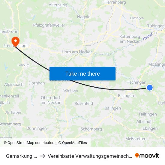 Gemarkung Schlatt to Vereinbarte Verwaltungsgemeinschaft Freudenstadt map