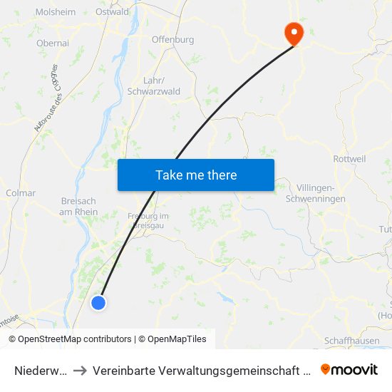 Niederweiler to Vereinbarte Verwaltungsgemeinschaft Freudenstadt map