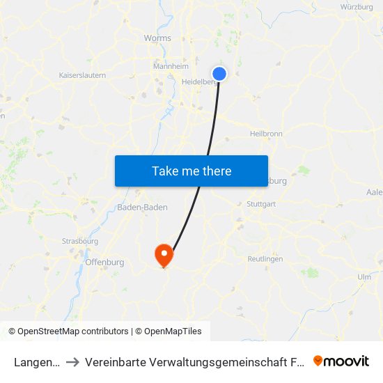 Langenthal to Vereinbarte Verwaltungsgemeinschaft Freudenstadt map