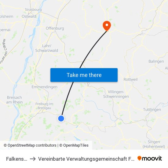 Falkensteig to Vereinbarte Verwaltungsgemeinschaft Freudenstadt map