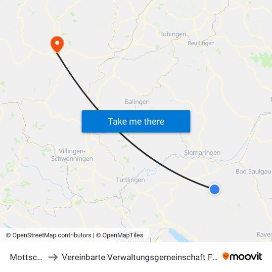Mottschieß to Vereinbarte Verwaltungsgemeinschaft Freudenstadt map
