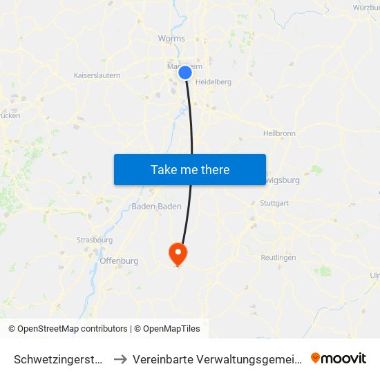 Schwetzingerstadt/Oststadt to Vereinbarte Verwaltungsgemeinschaft Freudenstadt map