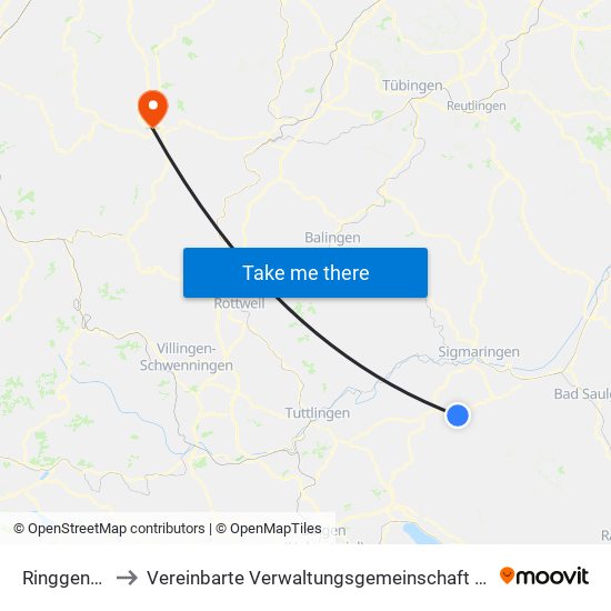 Ringgenbach to Vereinbarte Verwaltungsgemeinschaft Freudenstadt map