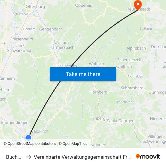 Buchholz to Vereinbarte Verwaltungsgemeinschaft Freudenstadt map