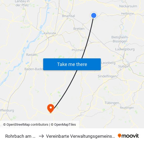 Rohrbach am Gießhübel to Vereinbarte Verwaltungsgemeinschaft Freudenstadt map