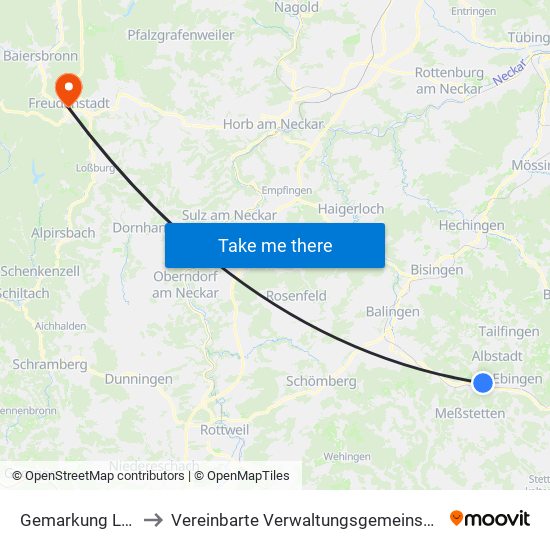 Gemarkung Lautlingen to Vereinbarte Verwaltungsgemeinschaft Freudenstadt map