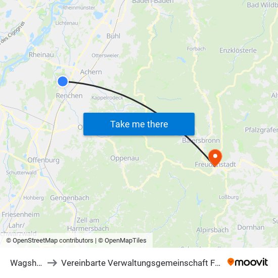 Wagshurst to Vereinbarte Verwaltungsgemeinschaft Freudenstadt map