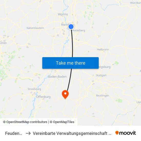 Feudenheim to Vereinbarte Verwaltungsgemeinschaft Freudenstadt map