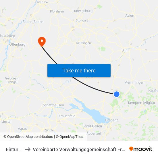 Eintürnen to Vereinbarte Verwaltungsgemeinschaft Freudenstadt map