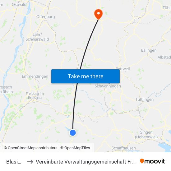 Blasiwald to Vereinbarte Verwaltungsgemeinschaft Freudenstadt map