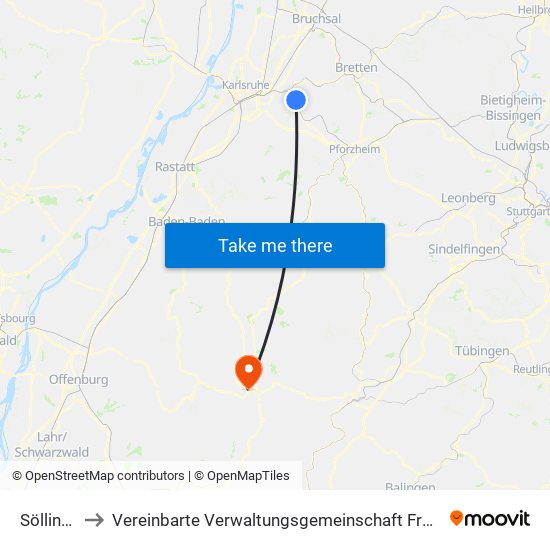 Söllingen to Vereinbarte Verwaltungsgemeinschaft Freudenstadt map