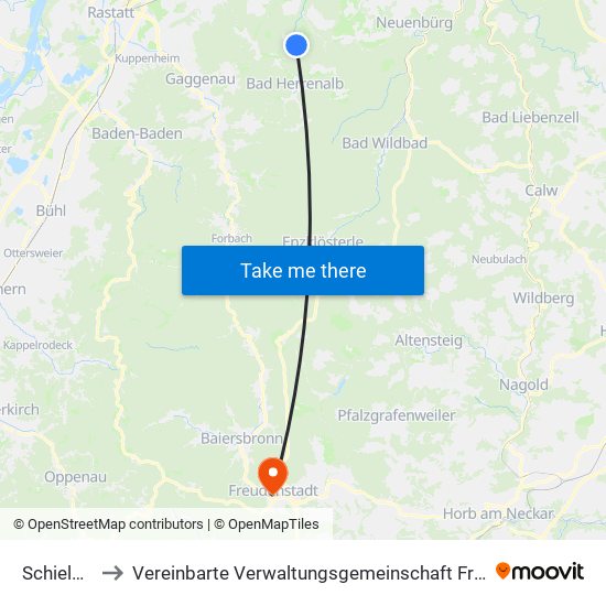 Schielberg to Vereinbarte Verwaltungsgemeinschaft Freudenstadt map