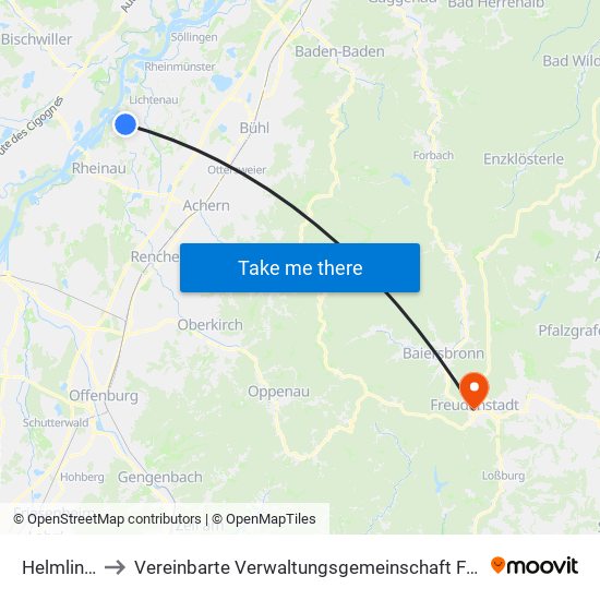 Helmlingen to Vereinbarte Verwaltungsgemeinschaft Freudenstadt map