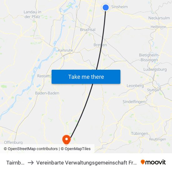 Tairnbach to Vereinbarte Verwaltungsgemeinschaft Freudenstadt map