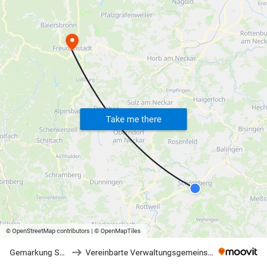 Gemarkung Schömberg to Vereinbarte Verwaltungsgemeinschaft Freudenstadt map
