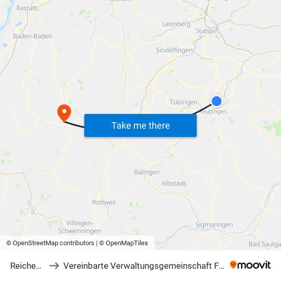Reicheneck to Vereinbarte Verwaltungsgemeinschaft Freudenstadt map