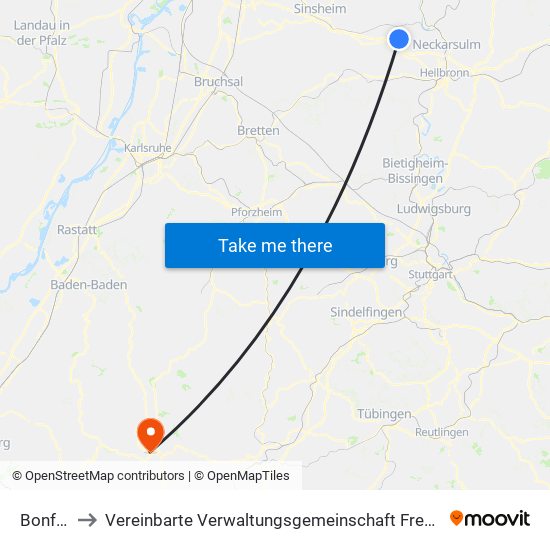 Bonfeld to Vereinbarte Verwaltungsgemeinschaft Freudenstadt map