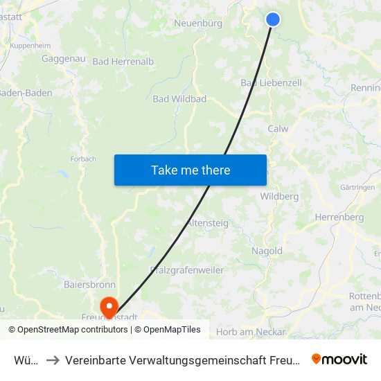 Würm to Vereinbarte Verwaltungsgemeinschaft Freudenstadt map