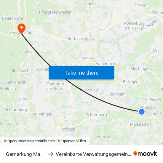 Gemarkung Margrethausen to Vereinbarte Verwaltungsgemeinschaft Freudenstadt map