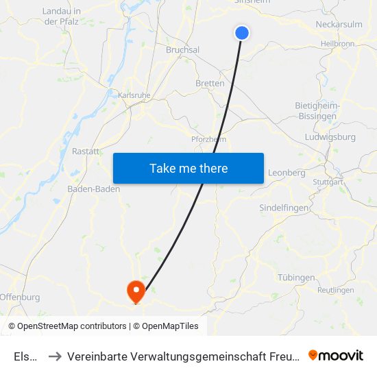 Elsenz to Vereinbarte Verwaltungsgemeinschaft Freudenstadt map