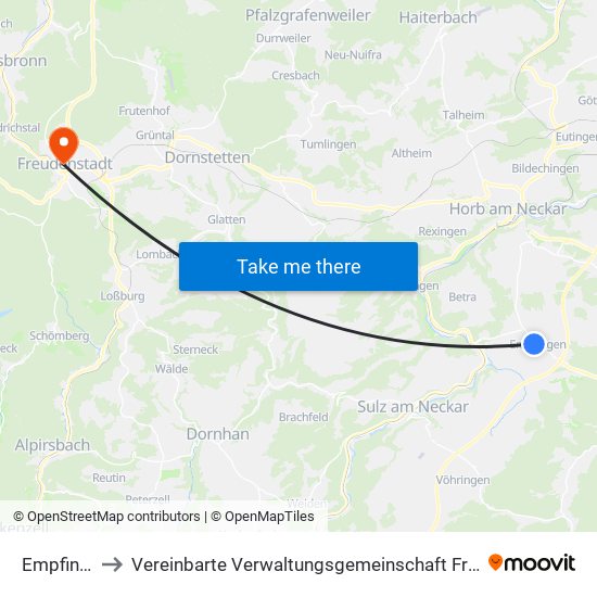Empfingen to Vereinbarte Verwaltungsgemeinschaft Freudenstadt map