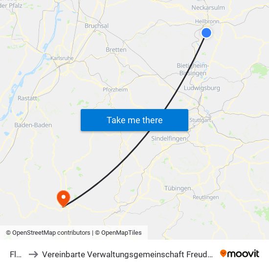 Flein to Vereinbarte Verwaltungsgemeinschaft Freudenstadt map