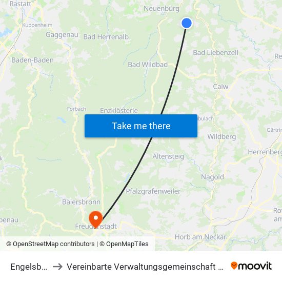 Engelsbrand to Vereinbarte Verwaltungsgemeinschaft Freudenstadt map