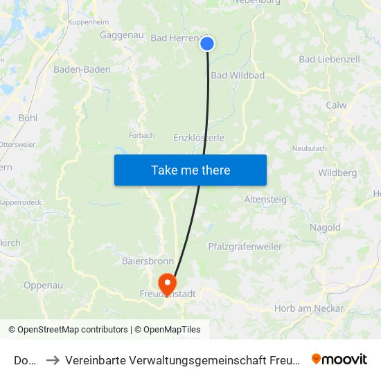 Dobel to Vereinbarte Verwaltungsgemeinschaft Freudenstadt map