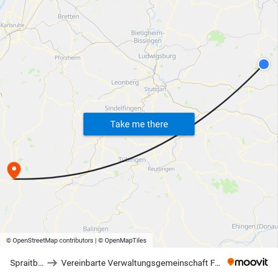 Spraitbach to Vereinbarte Verwaltungsgemeinschaft Freudenstadt map