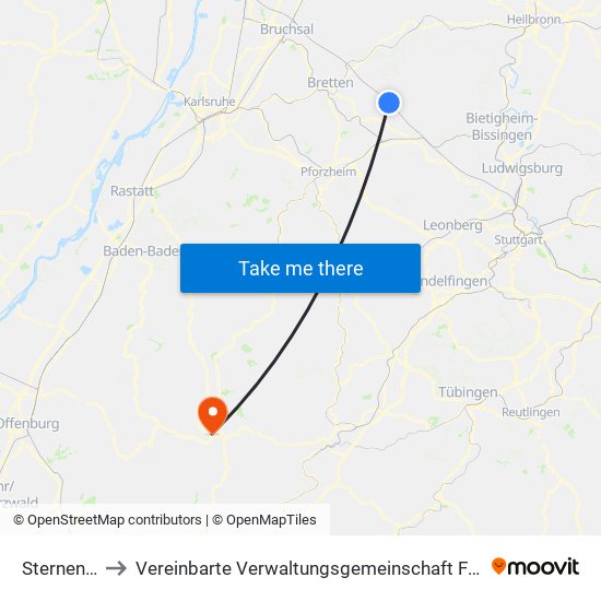 Sternenfels to Vereinbarte Verwaltungsgemeinschaft Freudenstadt map
