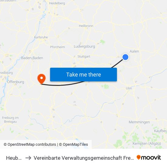 Heubach to Vereinbarte Verwaltungsgemeinschaft Freudenstadt map