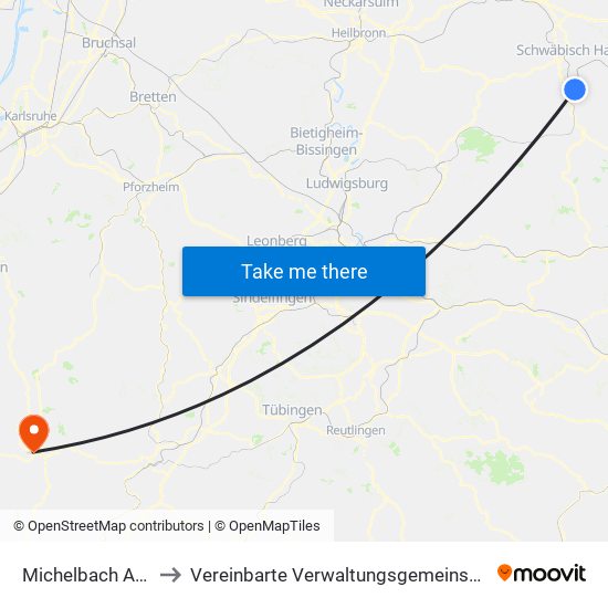 Michelbach An Der Bilz to Vereinbarte Verwaltungsgemeinschaft Freudenstadt map