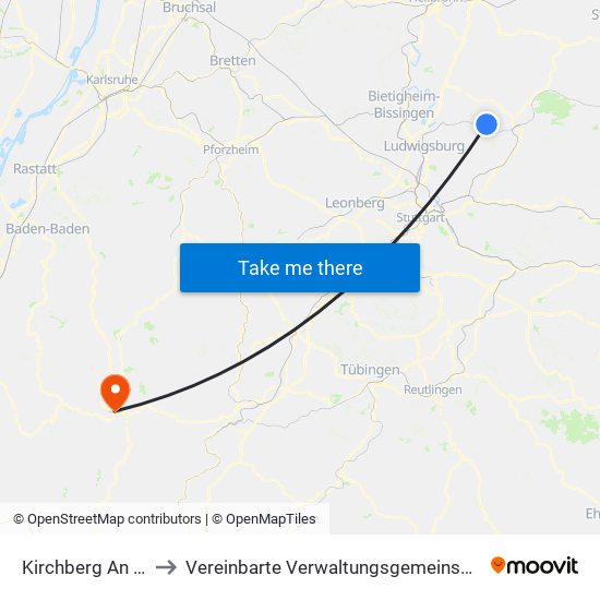 Kirchberg An Der Murr to Vereinbarte Verwaltungsgemeinschaft Freudenstadt map