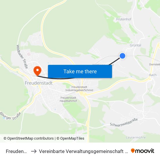Freudenstadt to Vereinbarte Verwaltungsgemeinschaft Freudenstadt map