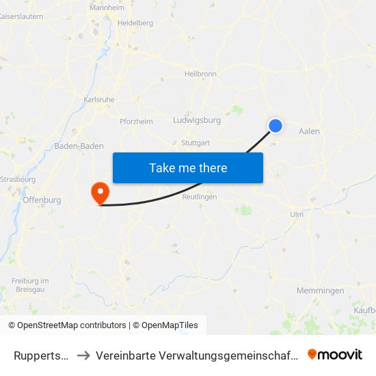 Ruppertshofen to Vereinbarte Verwaltungsgemeinschaft Freudenstadt map