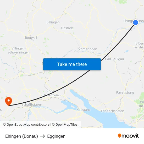 Ehingen (Donau) to Eggingen map