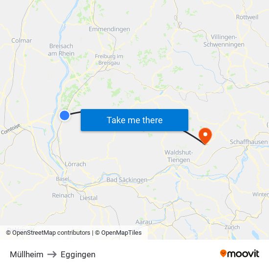Müllheim to Eggingen map