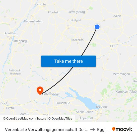 Vereinbarte Verwaltungsgemeinschaft Der Stadt Göppingen to Eggingen map